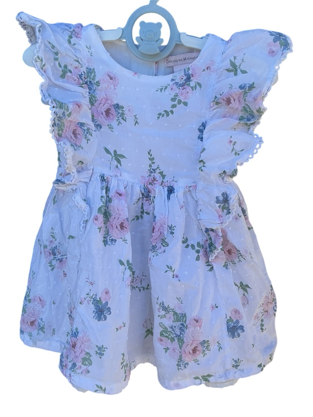 Catherine Malandrino White Floral Ruffle Sleeve Dress with bloomers
